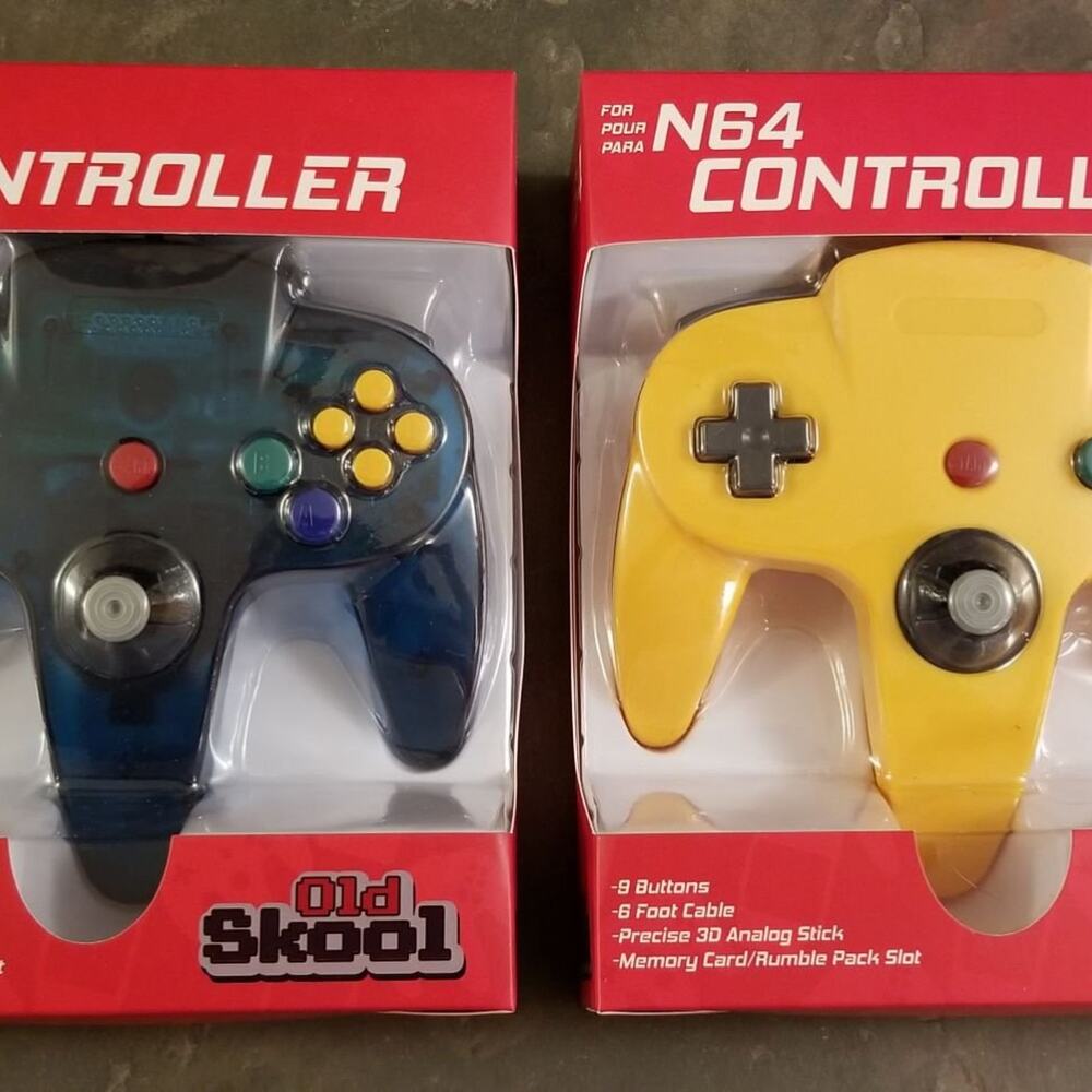 2 N64 Controllers - Ice Blue & Yellow (NEW) - Nintendo - Funtastic - Nintendo64
